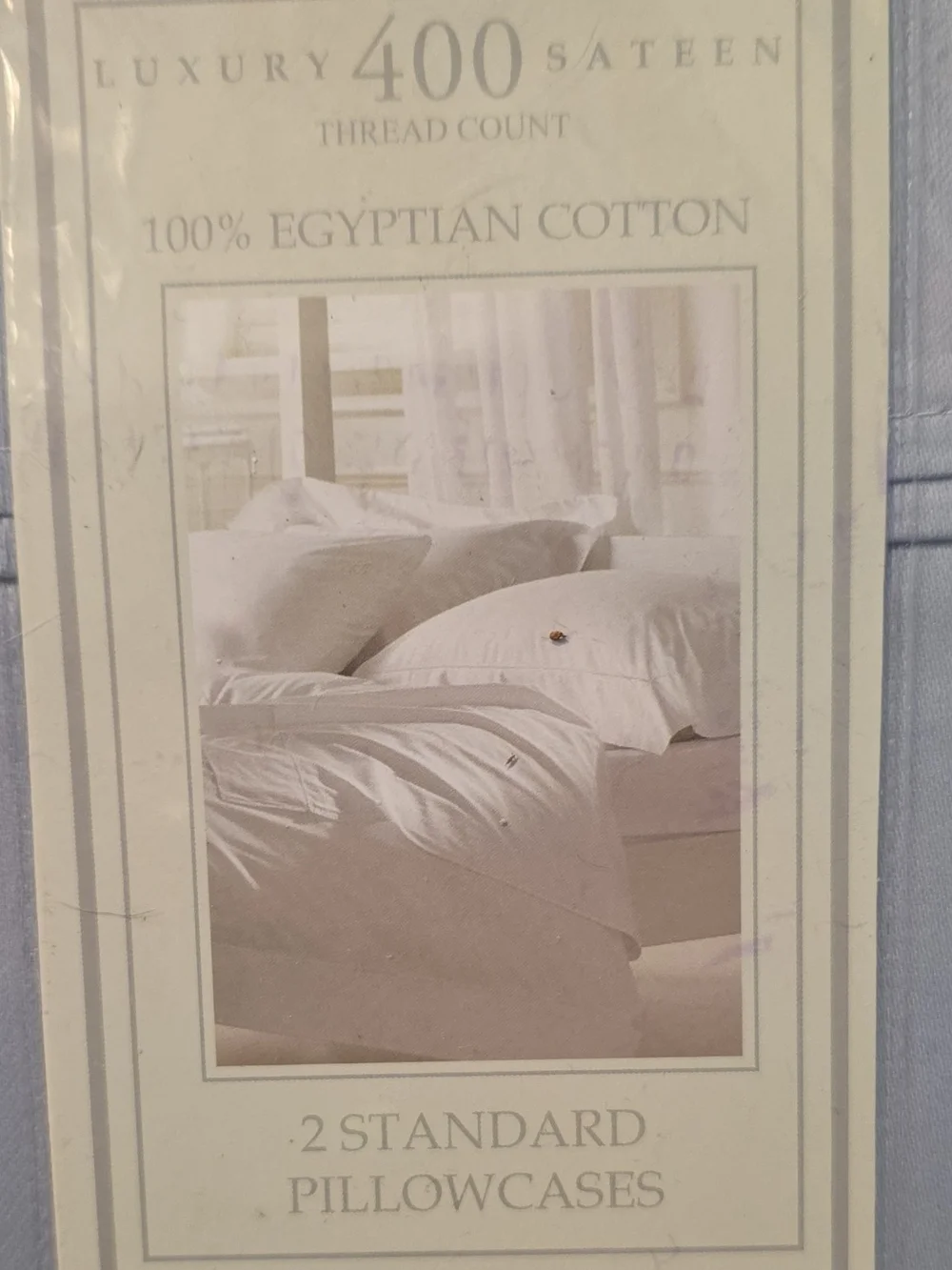 Luxury 400 Sateen 100% Egyptian Cotton Standard Pillowcases - Light Blue